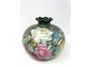 Belleek Willets Bulbous Hand Painted Porcelain Vase