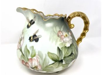 Limoges Hand Painted Pitcher - Signed E. Miler