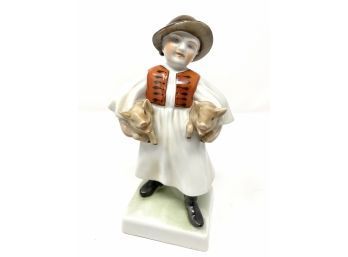 Herend Porcelain Figurine - Boy With Pigs -