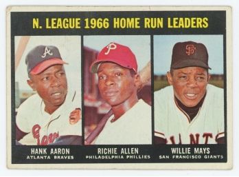 1967 Topps N. League 1966 Home Run Leaders: H. Aaron - R. Allen - W. Mays
