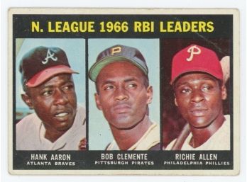 1967 Topps N. League 1966 RBI Leaders: H. Aaron - B. Clemente - R. Allen