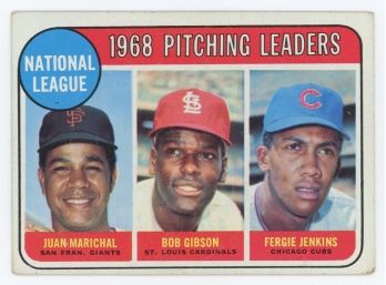 1969 Topps 1968 N.L. Pitching Leaders: J. Marichal - B. Gibson - F. Jenkins