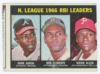 1967 Topps NL 1966 RBI Leaders: Hank Aaron, Bob Clemente, Richie Allen