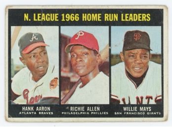 1967 Topps NL 1966 HR Leaders: Hank Aaron, Richie Allen, Willie Mays