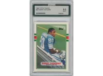 1989 Topps Traded Barry Sanders Rookie Card Advanced Grading 9.0 Mint
