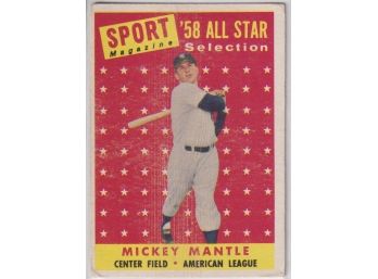 1958 Topps Sport Magazine '58 All Star Selection Mickey Mantle