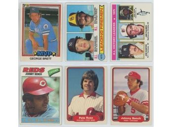 Lot Of 6 Assorted 1970's-80's Topps Baseball Cards Featuring HOF
