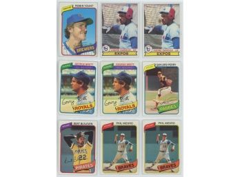 Lot Of 9 1979-80 Topps Baseball Cards Featuring HOF