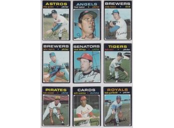 Lot Of 9 1971 Topps High Number Baseball Cards