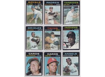 Lot Of 9 1971 Topps High Number Baseball Cards