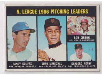 1967 Topps 1966 NL Pitching Leaders: Koufax, Marichal , Gibson, Perry