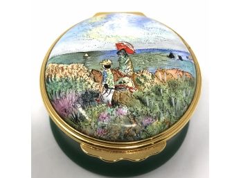 Halcyon Days Enamel Trinket Box Claude Monet - Cliffwalk At Pourville 1882