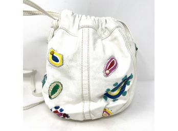 Made In Usa Painted Vest Drawstring Leather Handbag