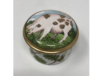 Staffordshire Enamels Trinket Box With Pig