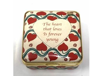 Halcyon Days Enamels Trinket Box 'the Heart That Loves Is Forever Young