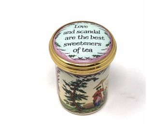 Halcyon Days Enamels Trinket Box 'Love And Scandal Are The Best Sweeteners Of Tea'