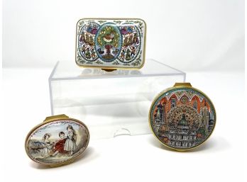 Collection Of (3) Enamel Trinket Boxes By Staffordshire Enamels - Limited Editions