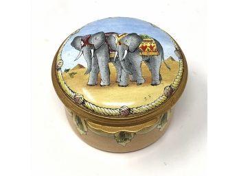 Halcyon Days - Enamel Trinket Box - Elephants -