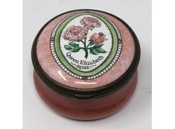 Halcyon Days Enamels Trinket Box With Queen Elizabeth Floribunda-Hybrid Tea Rose