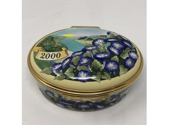 Halcyon Days Enamels Trinket Box 2000 'A Year To Remember' With Morning Glories