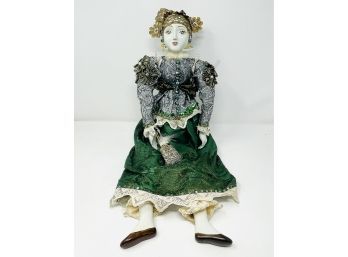 Vintage Porcelain Face -  Cloth Hanging Doll