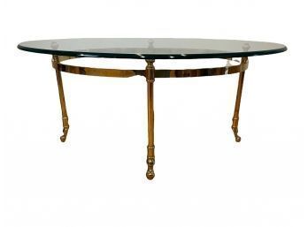 Vintage Hollywood Regency Brass And Glass Coffee Table