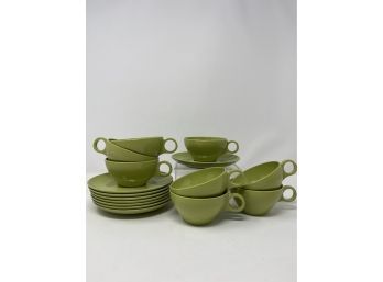 Set Of 8 Avocado Green Melamine Tea Cups
