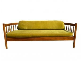 Beautiful Mid Century Modern Walnut Sofa W/ Curved Back