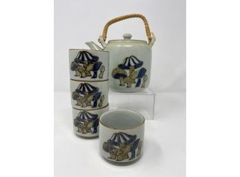 Vintage Japanese Mushroom Motif Tea Set