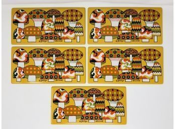 George Briard Enamel Rectangle Mushroom Tiles