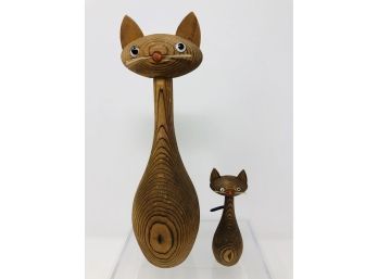 Vintage Kitty Cat Wood Duo