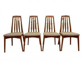 Set Of 4 Teak Danish Mid Century Modern Dining Chairs