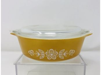 Vintage Pyrex Butterfly Gold 1 Covered Casserole Dish