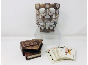 Mexican Bird Candle Holder With Bonus Playing Cards