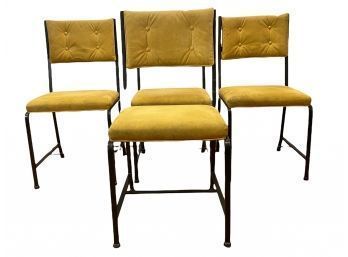 Set Of 4 Microsuede And Iron Dining Chairs