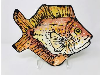 Art Pottery Orange Fish Platter