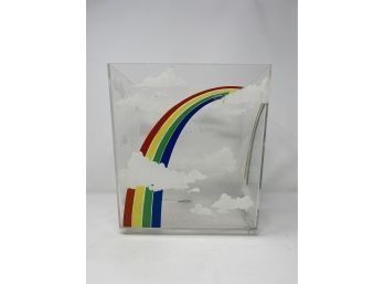 Vintage Clear Lucite Rainbow & Cloud Waste Paper Basket
