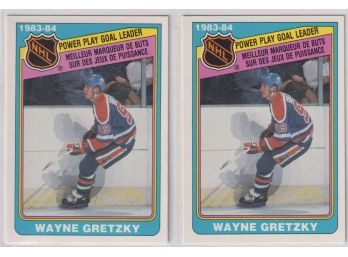 2 1984 O-Pee-Chee Wayne Gretzky 1983-84 NHL Power Player Goal Leader Cards