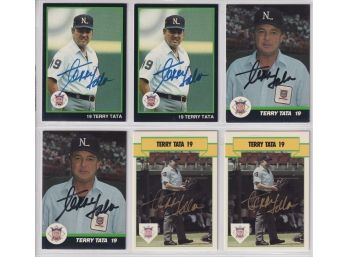 6 Autographed Terry Tata Baseball Cards