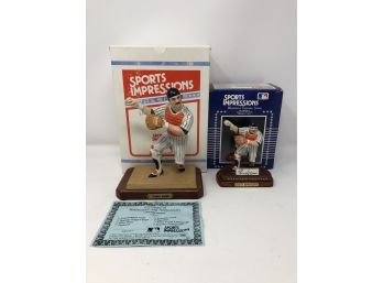2 Sports Impressions Thurman Munson Figurines Including Certificate Of Authenticity