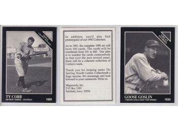 2 1992 The Sporting News Prototype Baseball Cards- Ty Cobb & Goose Goslin
