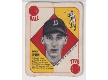 1951 Topps Warren Spahn Game Card