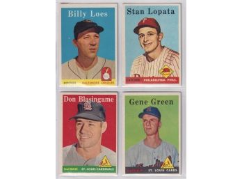 4 1958 Topps Baseball Cards