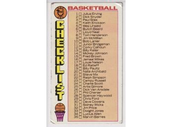 1976-77 Topps Basketball Checklist