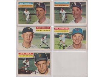 5 1956 Topps Baseball Cards
