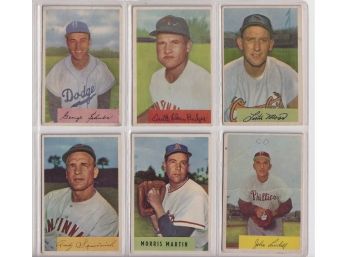 6 1954 Bowman Baseball Cards