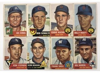 8 1953 Topps Baseball Cards