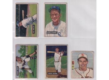 5 1950 & '51 Bowman Baseball Cards