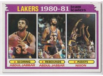 1981-82 Topps Lakers 1980-81 Team Leaders: Kareem Abdul-jabbar & Nixon