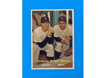 1957 Topps #407 Mickey Mantle & Yogi Berra Yankees Power Hitters
